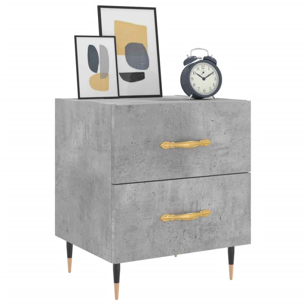 Nachtkastjes 2 St 40X35X47,5 Cm Bewerkt Hout Betongrijs