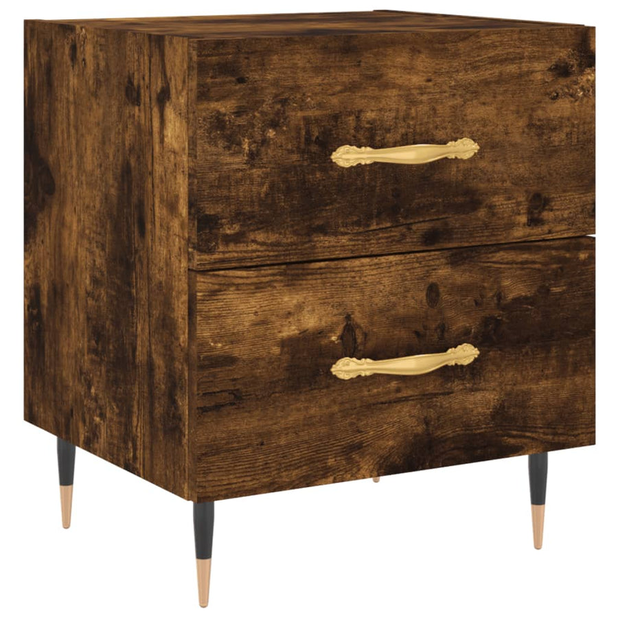 Nachtkastje 40X35X47,5 Cm Bewerkt Hout Gerookt Eikenkleurig