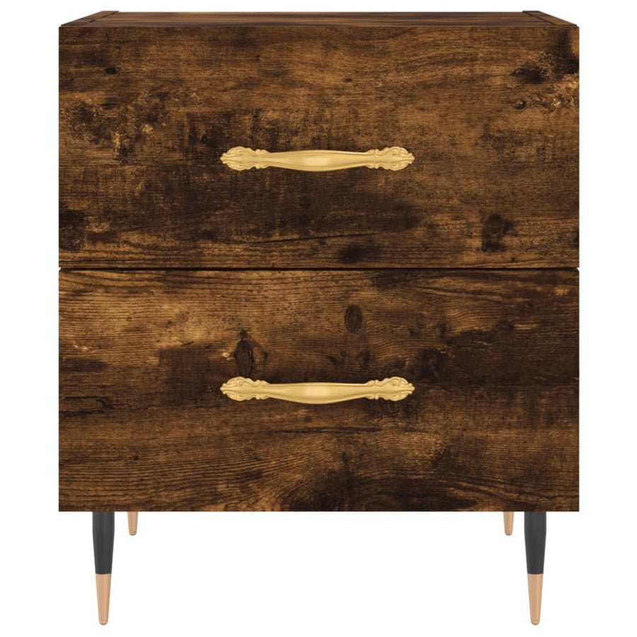 Nachtkastje 40X35X47,5 Cm Bewerkt Hout Gerookt Eikenkleurig