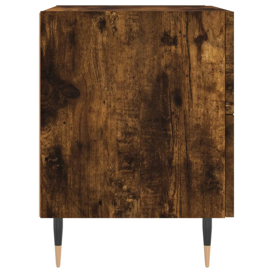 Nachtkastje 40X35X47,5 Cm Bewerkt Hout Gerookt Eikenkleurig