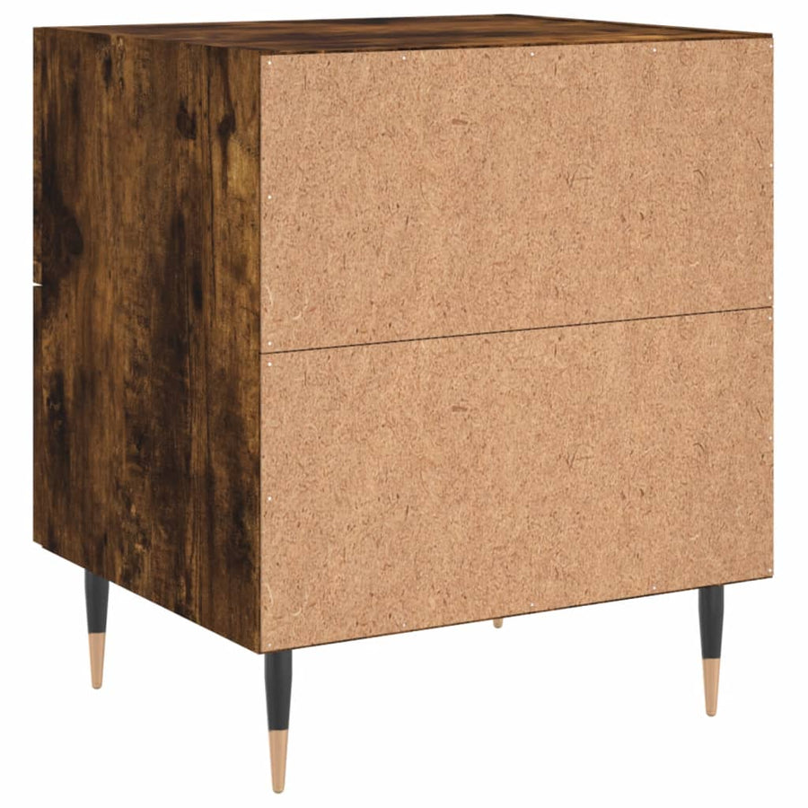 Nachtkastje 40X35X47,5 Cm Bewerkt Hout Gerookt Eikenkleurig