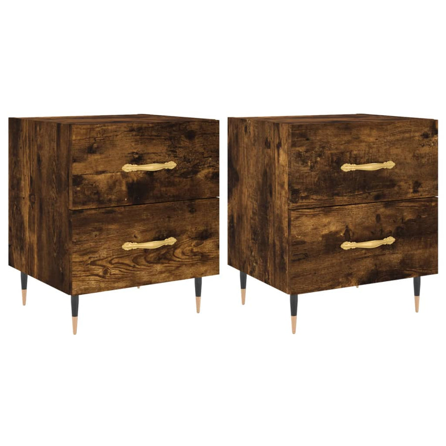 Nachtkastjes 2 St 40X35X47,5 Cm Bewerkt Hout Gerookt Eikenkleur