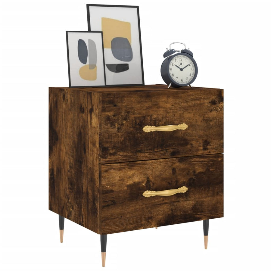 Nachtkastjes 2 St 40X35X47,5 Cm Bewerkt Hout Gerookt Eikenkleur