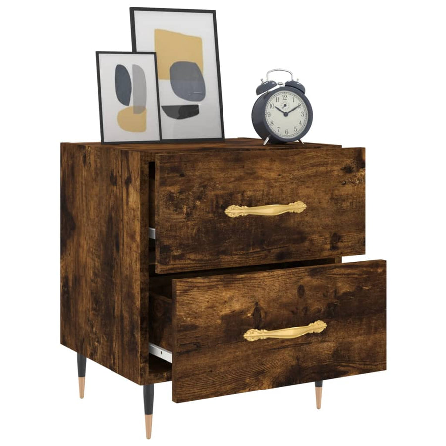 Nachtkastjes 2 St 40X35X47,5 Cm Bewerkt Hout Gerookt Eikenkleur