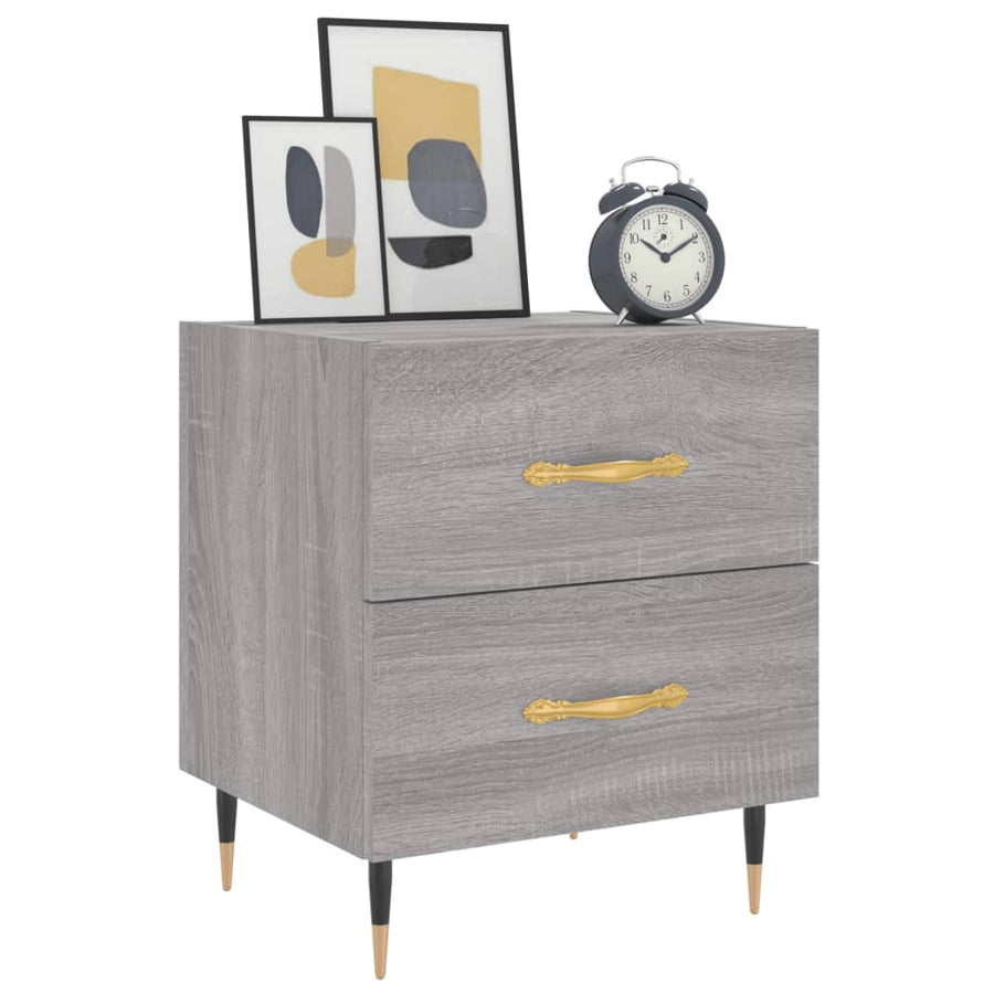 Nachtkastje 40X35X47,5 Cm Bewerkt Hout Grijs Sonoma Eikenkleur