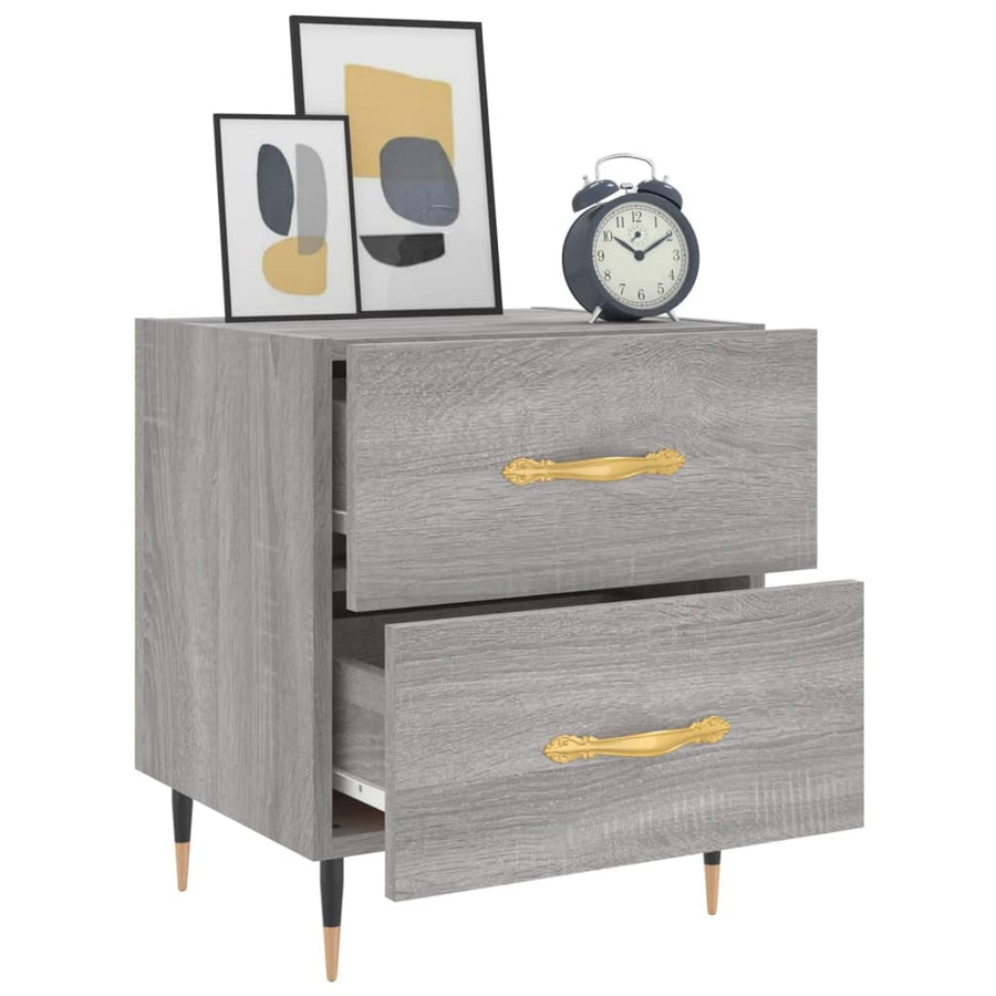 Nachtkastje 40X35X47,5 Cm Bewerkt Hout Grijs Sonoma Eikenkleur