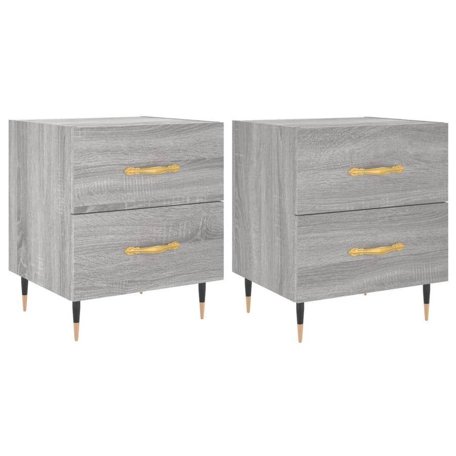 Nachtkastjes 40X35X47,5 Cm Bewerkt Hout Eiken 2 Grijs sonoma
