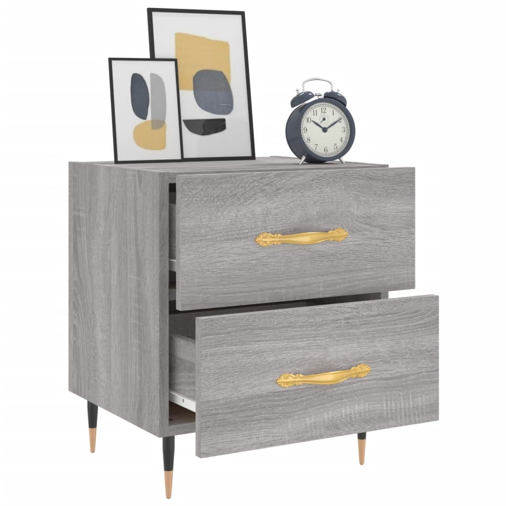 Nachtkastjes 40X35X47,5 Cm Bewerkt Hout Eiken 2 Grijs sonoma