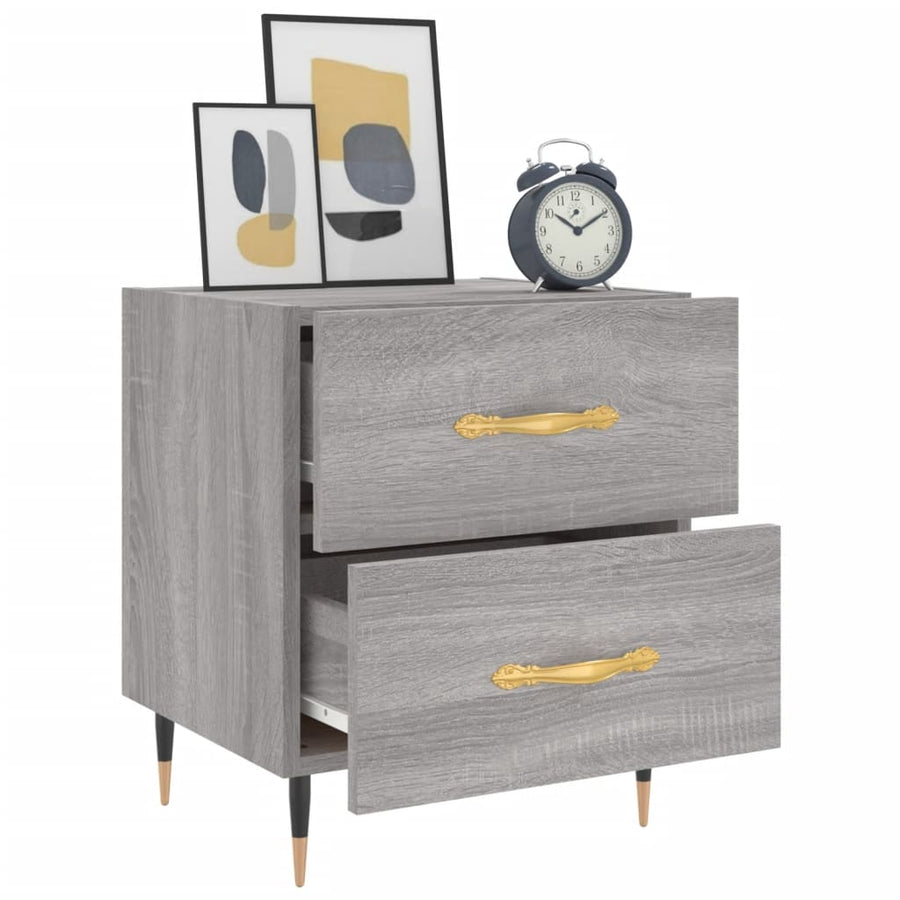 Nachtkastjes 40X35X47,5 Cm Bewerkt Hout Eiken 2 Grijs sonoma