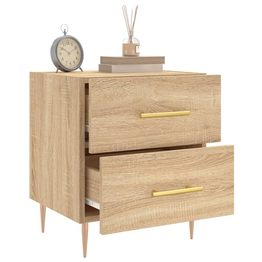 Nachtkastje 40X35X47,5 Cm Bewerkt Hout Sonoma Eikenkleurig