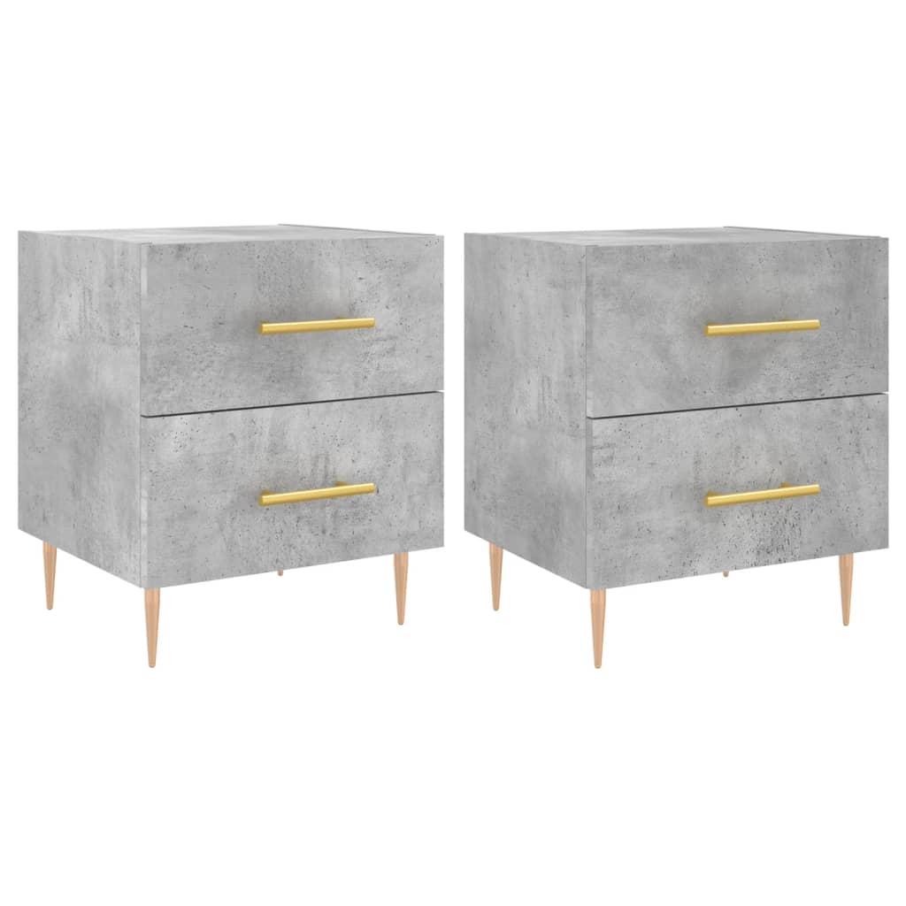 Nachtkastjes 2 St 40X35X47,5 Cm Bewerkt Hout Betongrijs