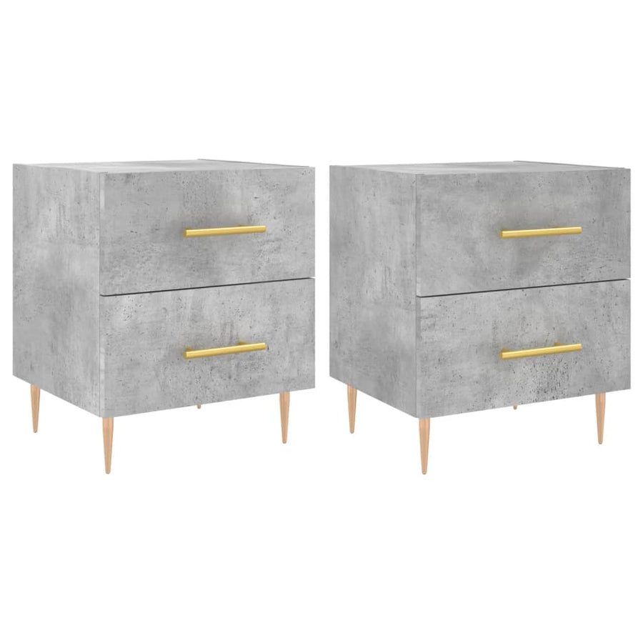 Nachtkastjes 2 St 40X35X47,5 Cm Bewerkt Hout Betongrijs