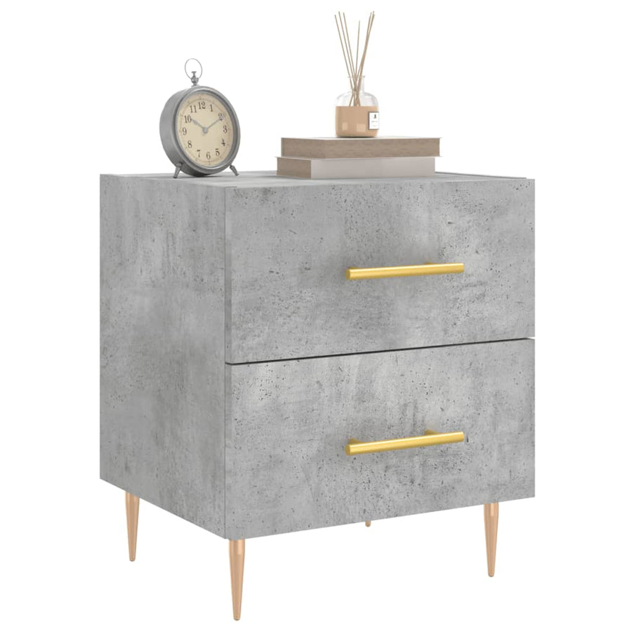 Nachtkastjes 2 St 40X35X47,5 Cm Bewerkt Hout Betongrijs