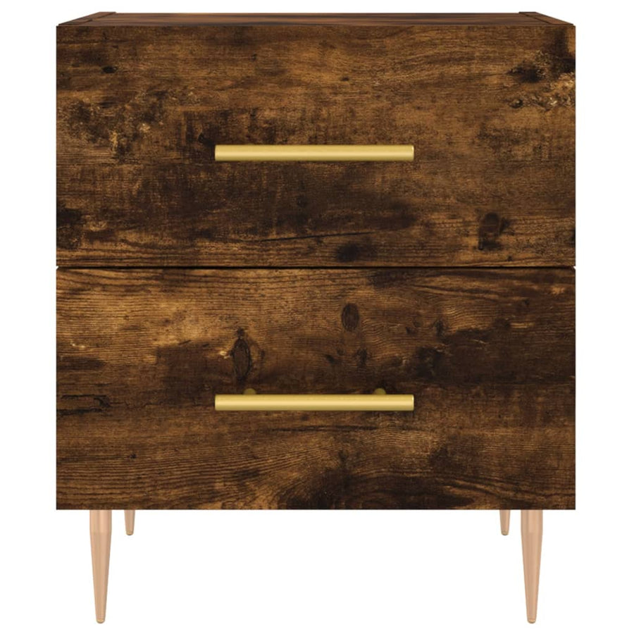 Nachtkastje 40x35x47,5 cm bewerkt hout gerookt eikenkleurig