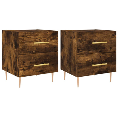 Nachtkastjes 2 St 40X35X47,5 Cm Bewerkt Hout Gerookt Eikenkleur