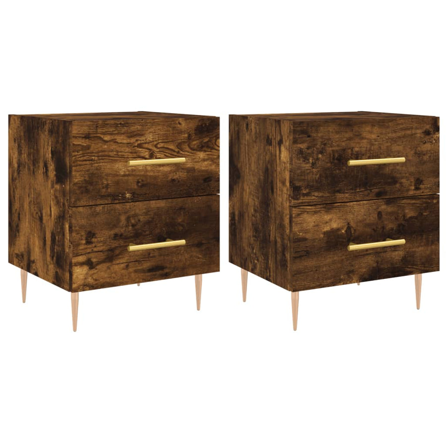 Nachtkastjes 2 St 40X35X47,5 Cm Bewerkt Hout Gerookt Eikenkleur