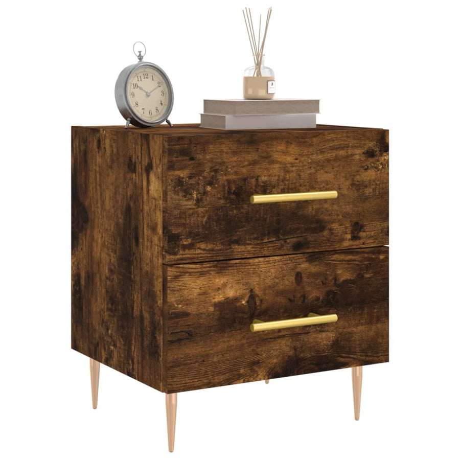Nachtkastjes 2 St 40X35X47,5 Cm Bewerkt Hout Gerookt Eikenkleur