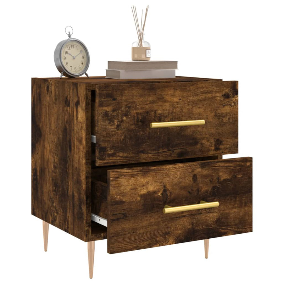 Nachtkastjes 2 St 40X35X47,5 Cm Bewerkt Hout Gerookt Eikenkleur