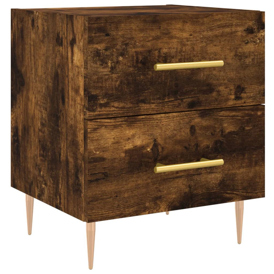 Nachtkastjes 2 St 40X35X47,5 Cm Bewerkt Hout Gerookt Eikenkleur