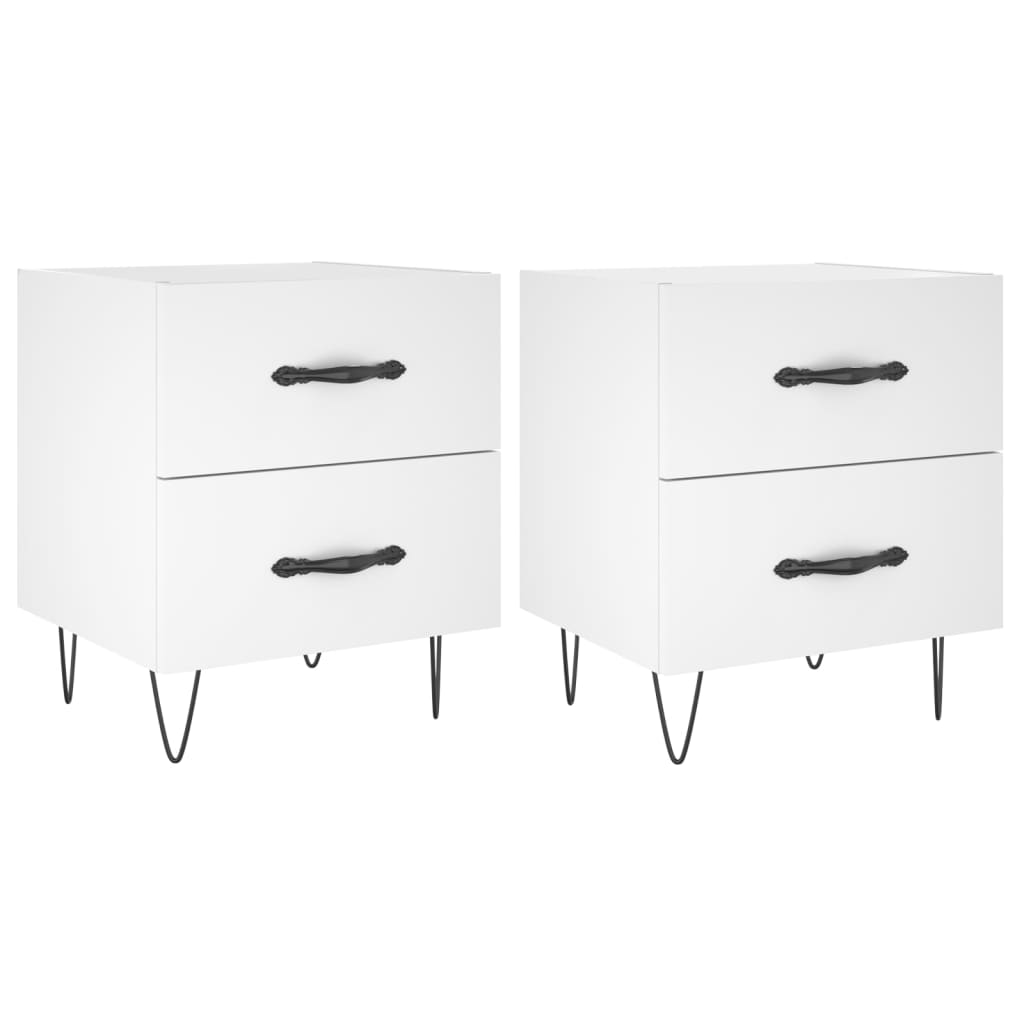 Nachtkastjes 2 St 40X35X47,5 Cm Bewerkt Hout Wit