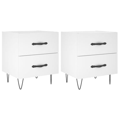 Nachtkastjes 2 St 40X35X47,5 Cm Bewerkt Hout Wit