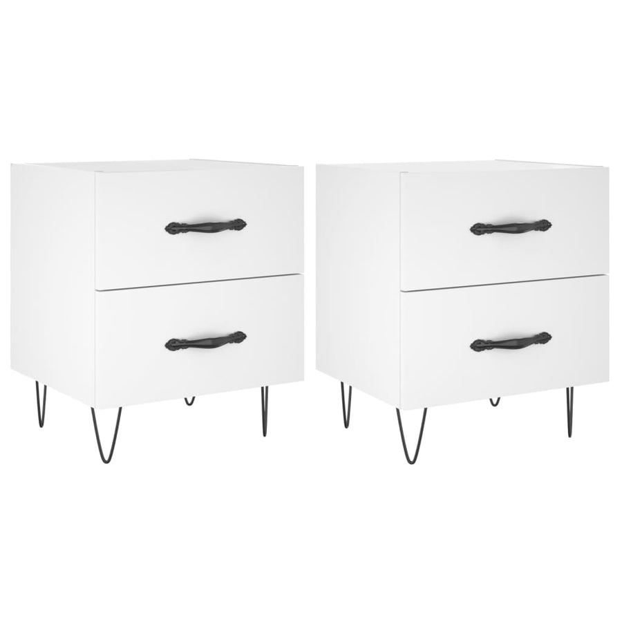 Nachtkastjes 2 St 40X35X47,5 Cm Bewerkt Hout Wit