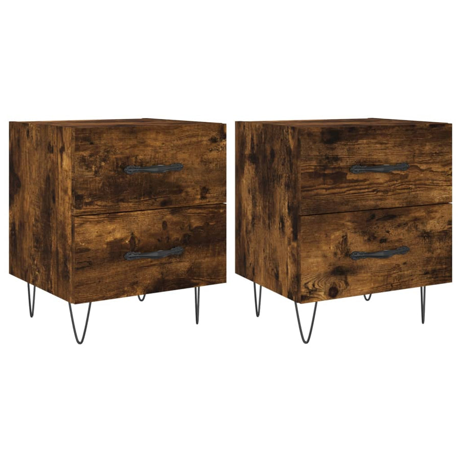 Nachtkastjes 2 St 40X35X47,5 Cm Bewerkt Hout Gerookt Eikenkleur