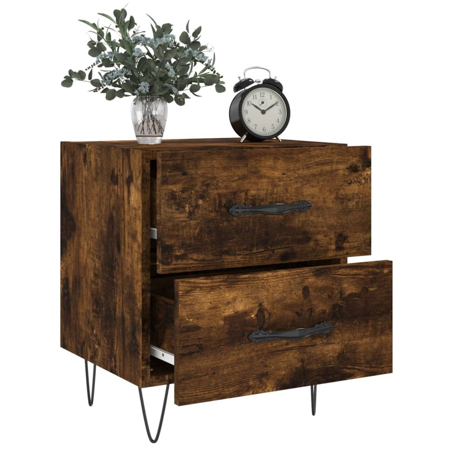 Nachtkastjes 2 St 40X35X47,5 Cm Bewerkt Hout Gerookt Eikenkleur