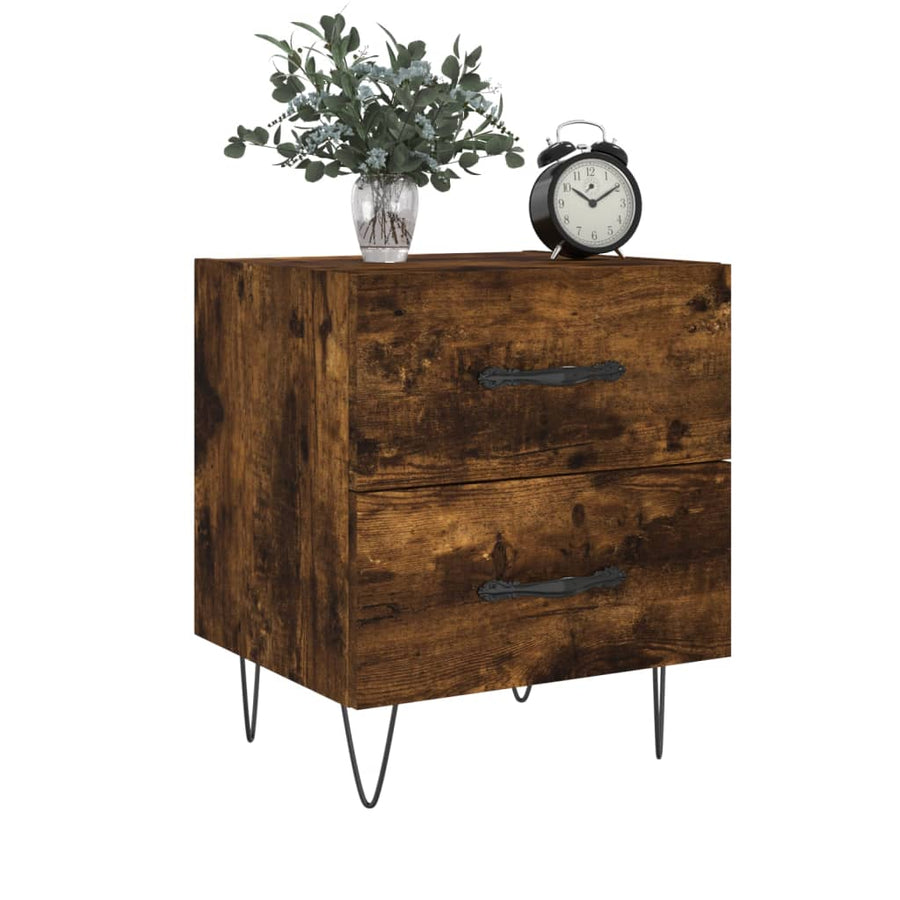 Nachtkastjes 2 St 40X35X47,5 Cm Bewerkt Hout Gerookt Eikenkleur