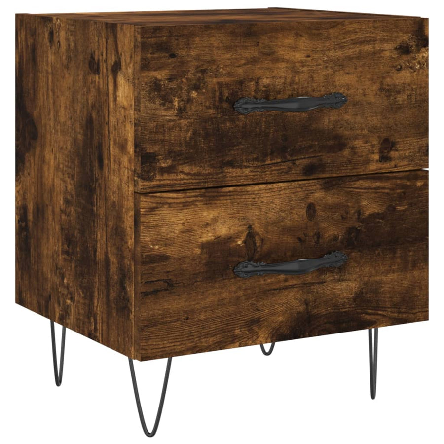 Nachtkastjes 2 St 40X35X47,5 Cm Bewerkt Hout Gerookt Eikenkleur