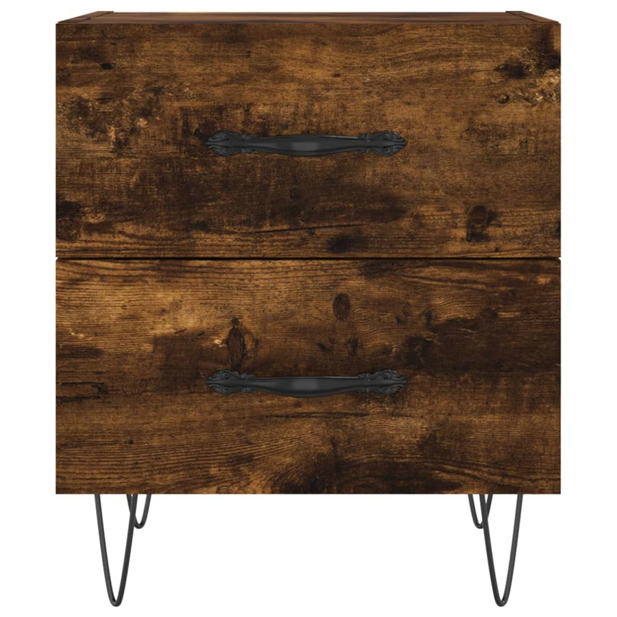 Nachtkastjes 2 St 40X35X47,5 Cm Bewerkt Hout Gerookt Eikenkleur