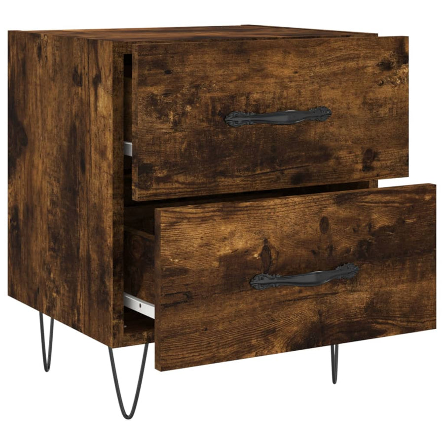 Nachtkastjes 2 St 40X35X47,5 Cm Bewerkt Hout Gerookt Eikenkleur