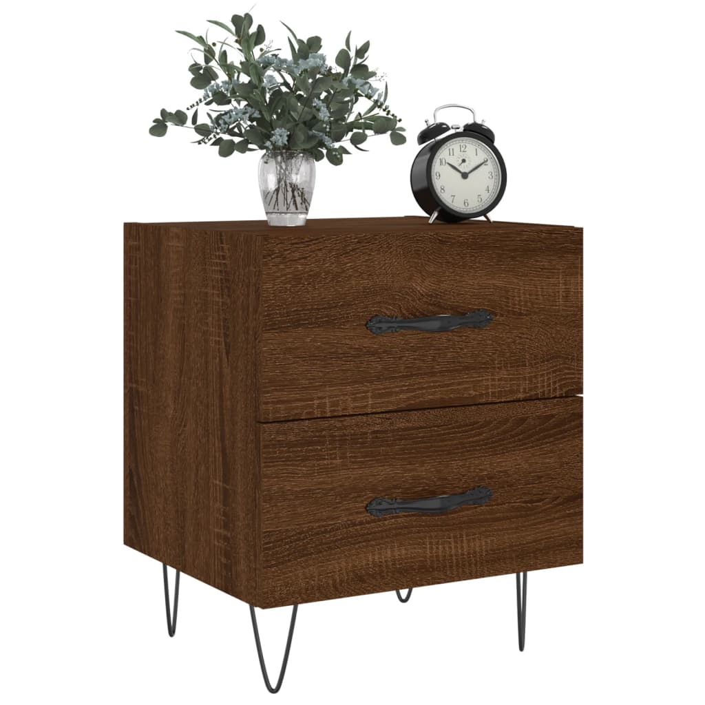 Nachtkastje 40X35X47,5 Cm Bewerkt Hout Bruin Eikenkleur