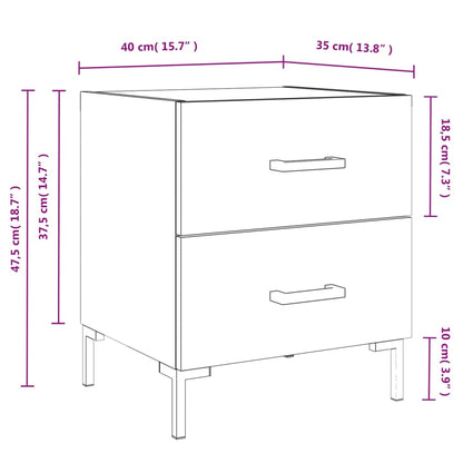 Nachtkastje 40x35x47,5 cm bewerkt hout wit