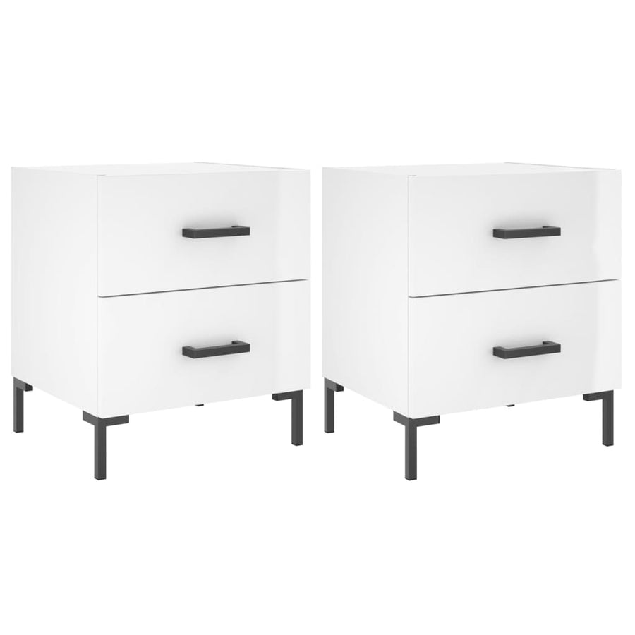 Nachtkastjes 2 St 40X35X47,5 Cm Bewerkt Hout Hoogglans Wit