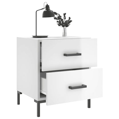 Nachtkastjes 2 St 40X35X47,5 Cm Bewerkt Hout Hoogglans Wit
