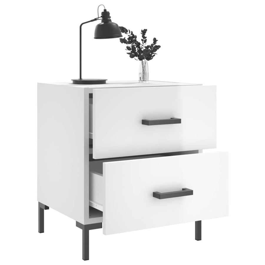 Nachtkastjes 2 St 40X35X47,5 Cm Bewerkt Hout Hoogglans Wit