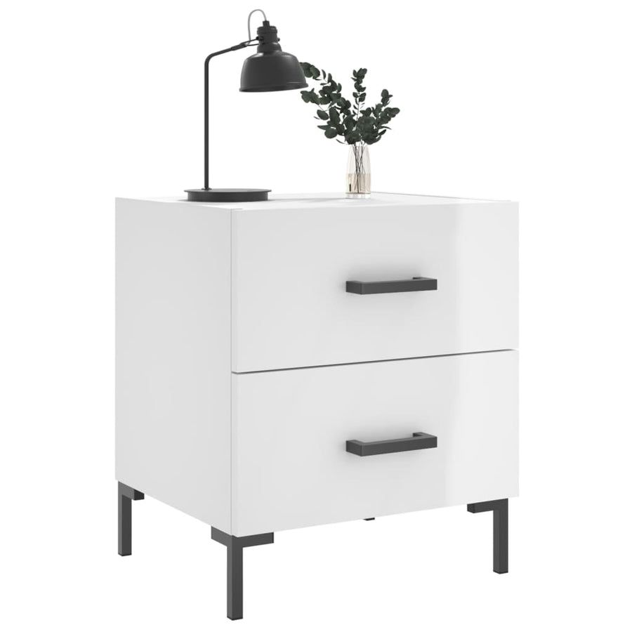 Nachtkastjes 2 St 40X35X47,5 Cm Bewerkt Hout Hoogglans Wit