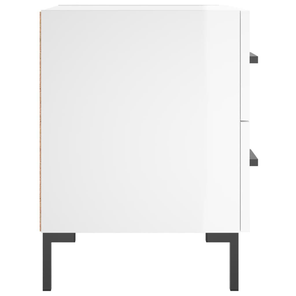 Nachtkastjes 2 St 40X35X47,5 Cm Bewerkt Hout Hoogglans Wit