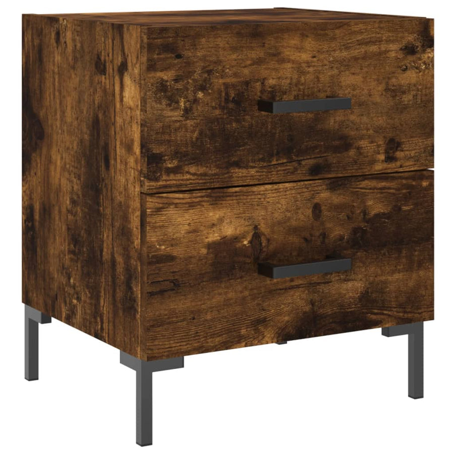Nachtkastje 40X35X47,5 Cm Bewerkt Hout Gerookt Eikenkleurig