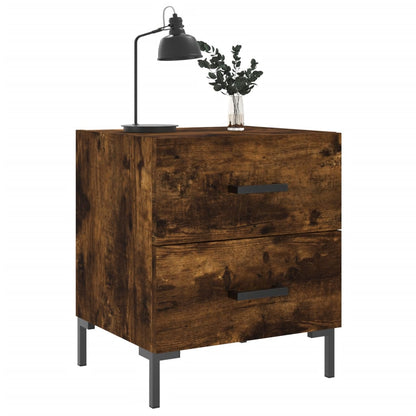 Nachtkastje 40X35X47,5 Cm Bewerkt Hout Gerookt Eikenkleurig