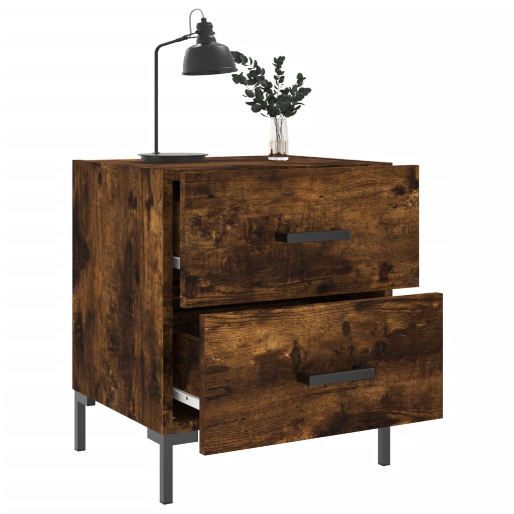 Nachtkastje 40X35X47,5 Cm Bewerkt Hout Gerookt Eikenkleurig