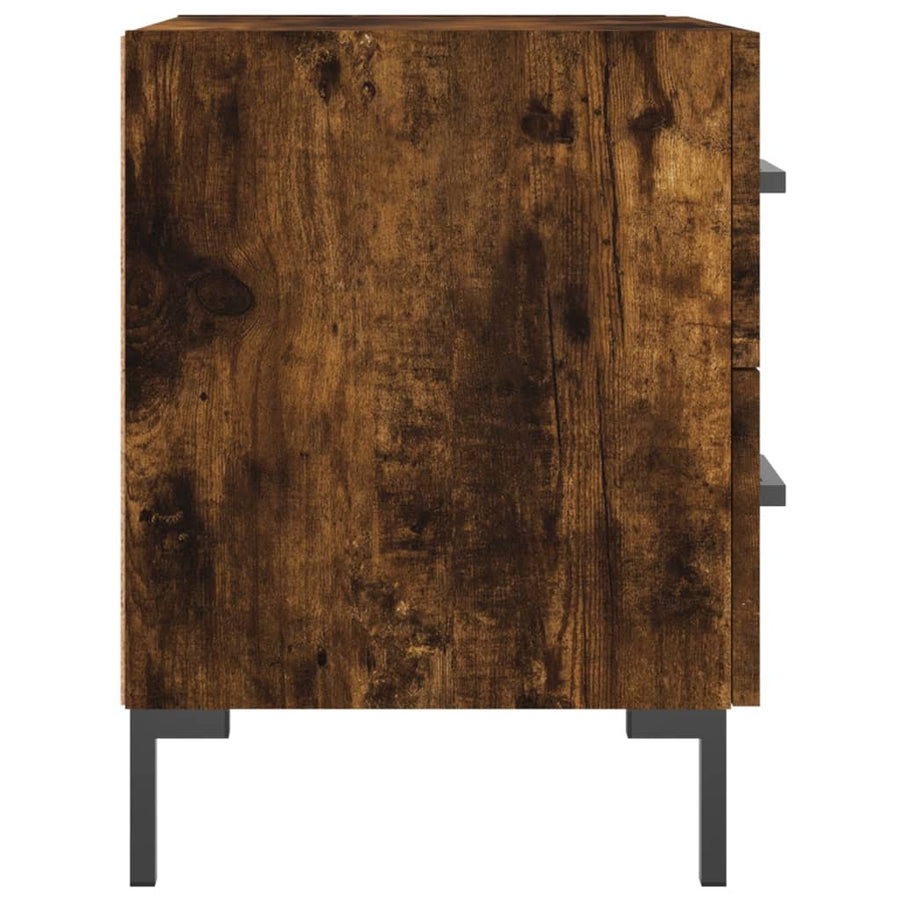 Nachtkastje 40X35X47,5 Cm Bewerkt Hout Gerookt Eikenkleurig