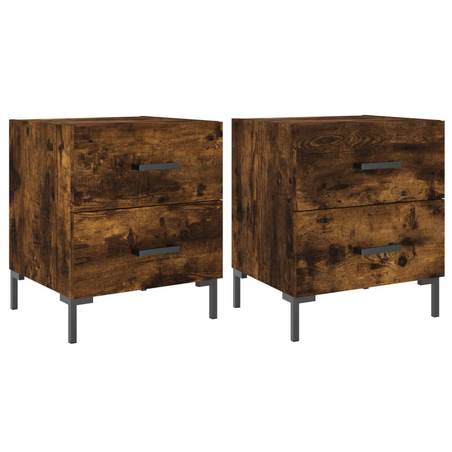 Nachtkastjes 2 St 40X35X47,5 Cm Bewerkt Hout Gerookt Eikenkleur
