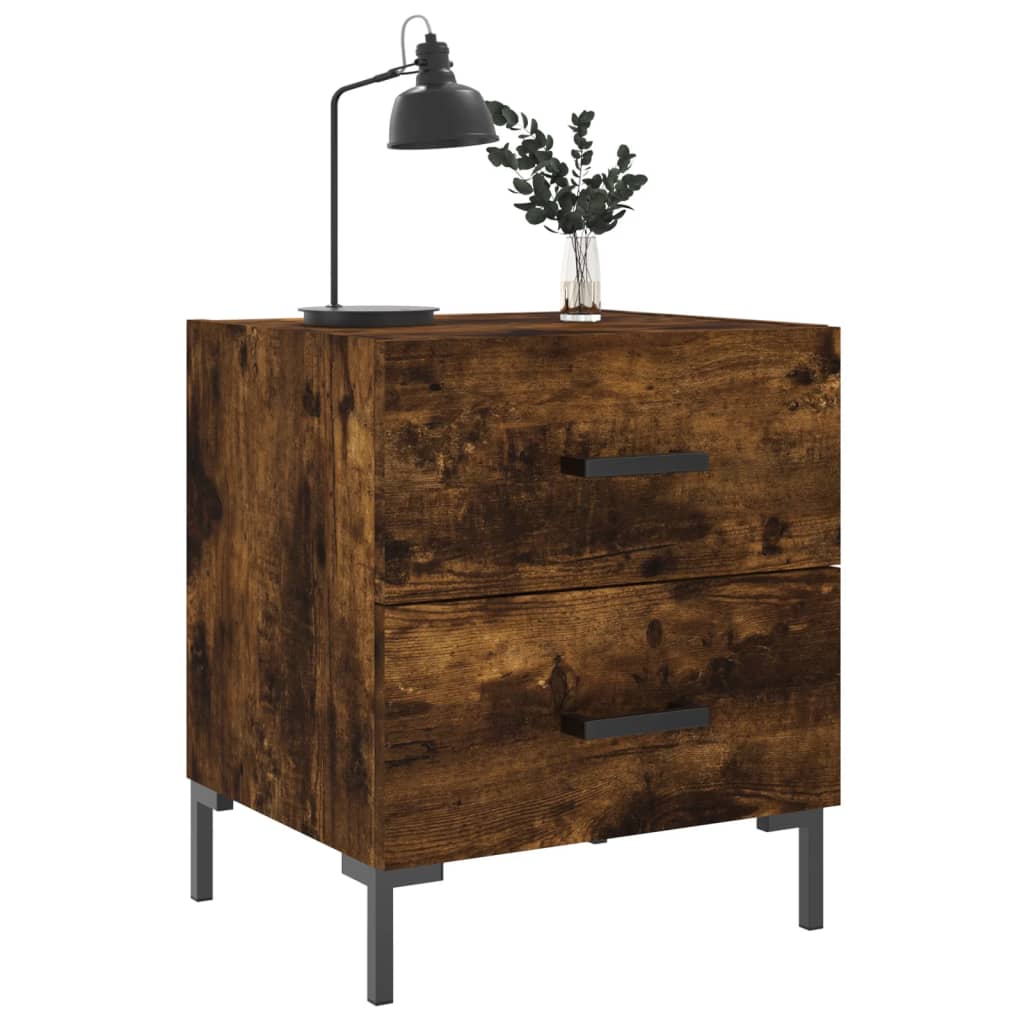 Nachtkastjes 2 St 40X35X47,5 Cm Bewerkt Hout Gerookt Eikenkleur