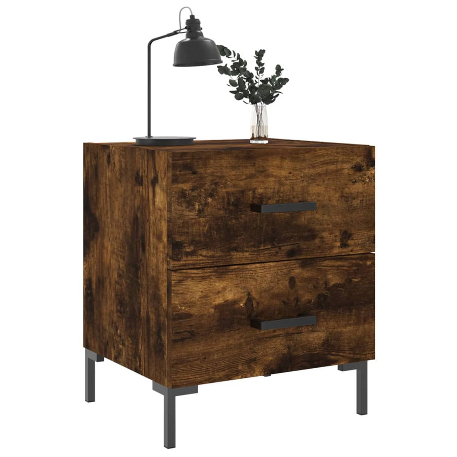 Nachtkastjes 2 St 40X35X47,5 Cm Bewerkt Hout Gerookt Eikenkleur