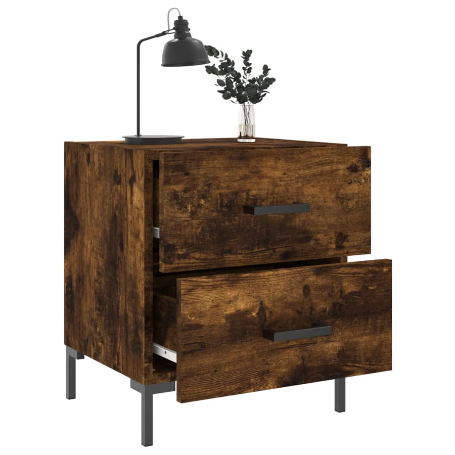 Nachtkastjes 2 St 40X35X47,5 Cm Bewerkt Hout Gerookt Eikenkleur