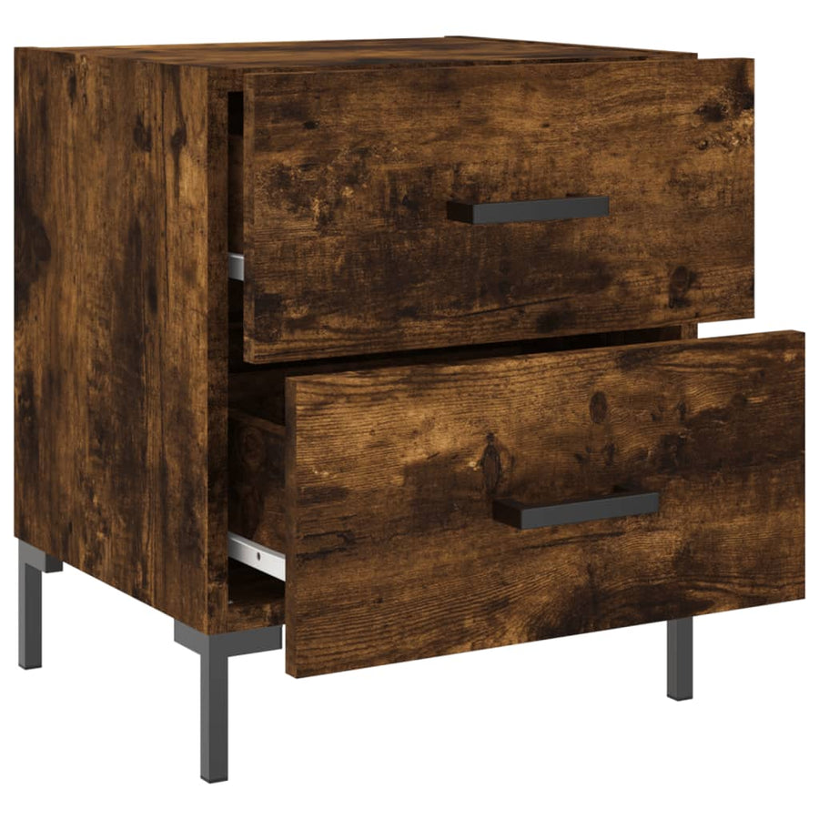Nachtkastjes 2 St 40X35X47,5 Cm Bewerkt Hout Gerookt Eikenkleur