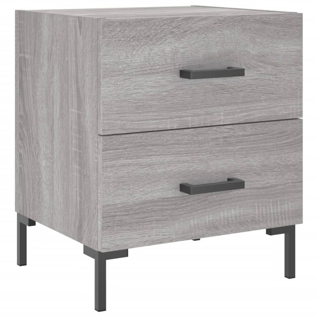 Nachtkastje 40X35X47,5 Cm Bewerkt Hout Eikenkleur 1 Grijs sonoma