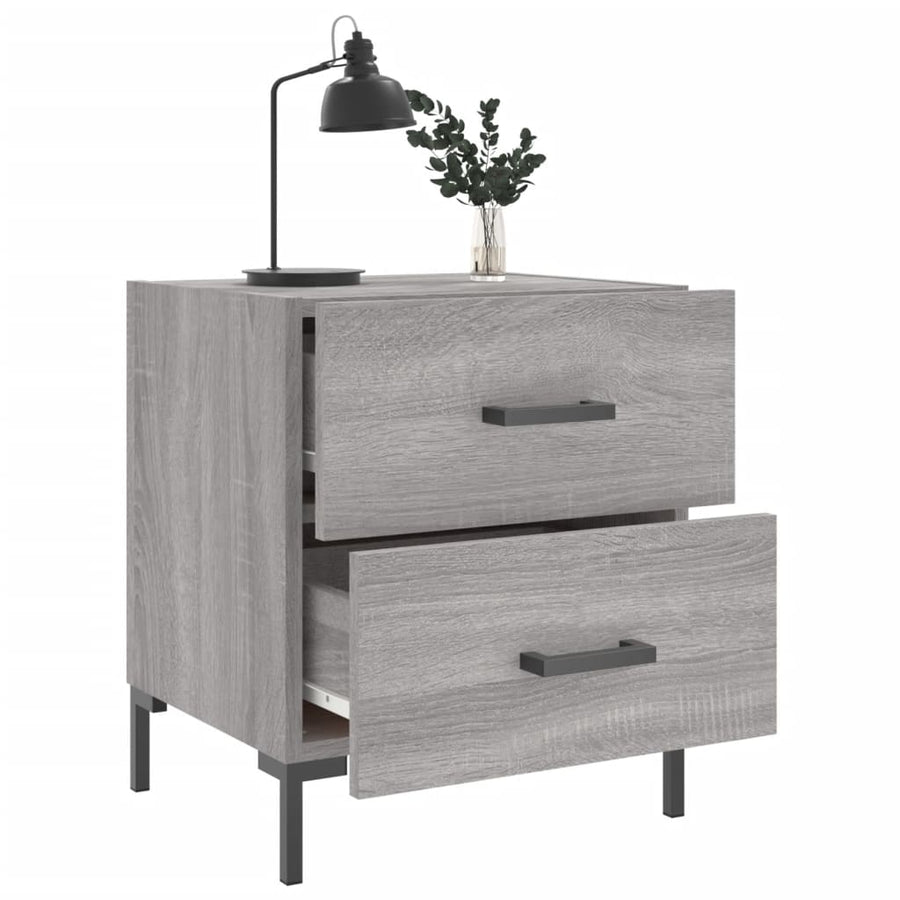 Nachtkastje 40X35X47,5 Cm Bewerkt Hout Eikenkleur 1 Grijs sonoma